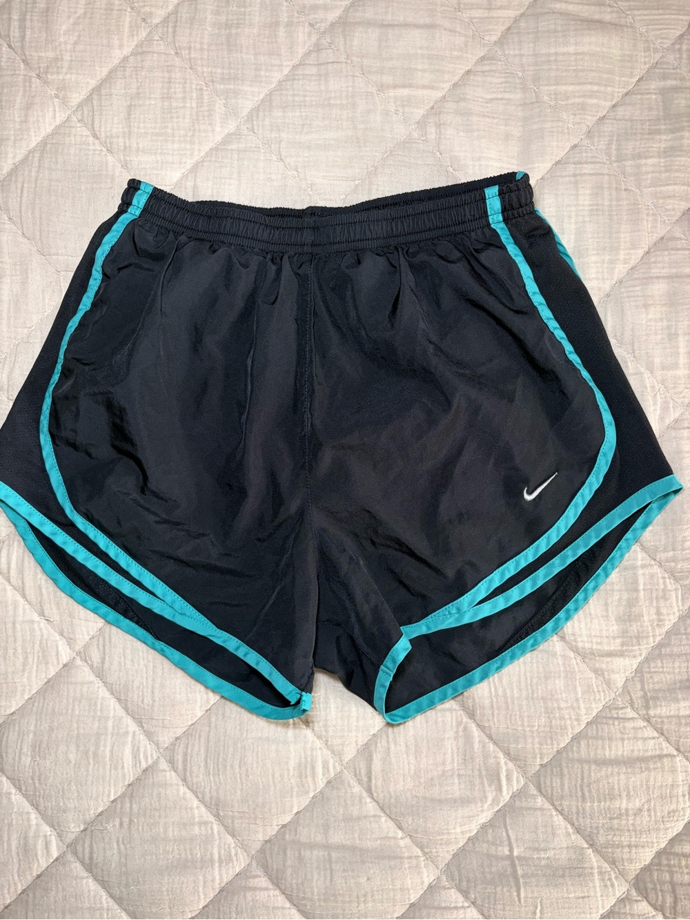 Nike Dri-Fit Black & Teal Tempo Shorts With Liner Small